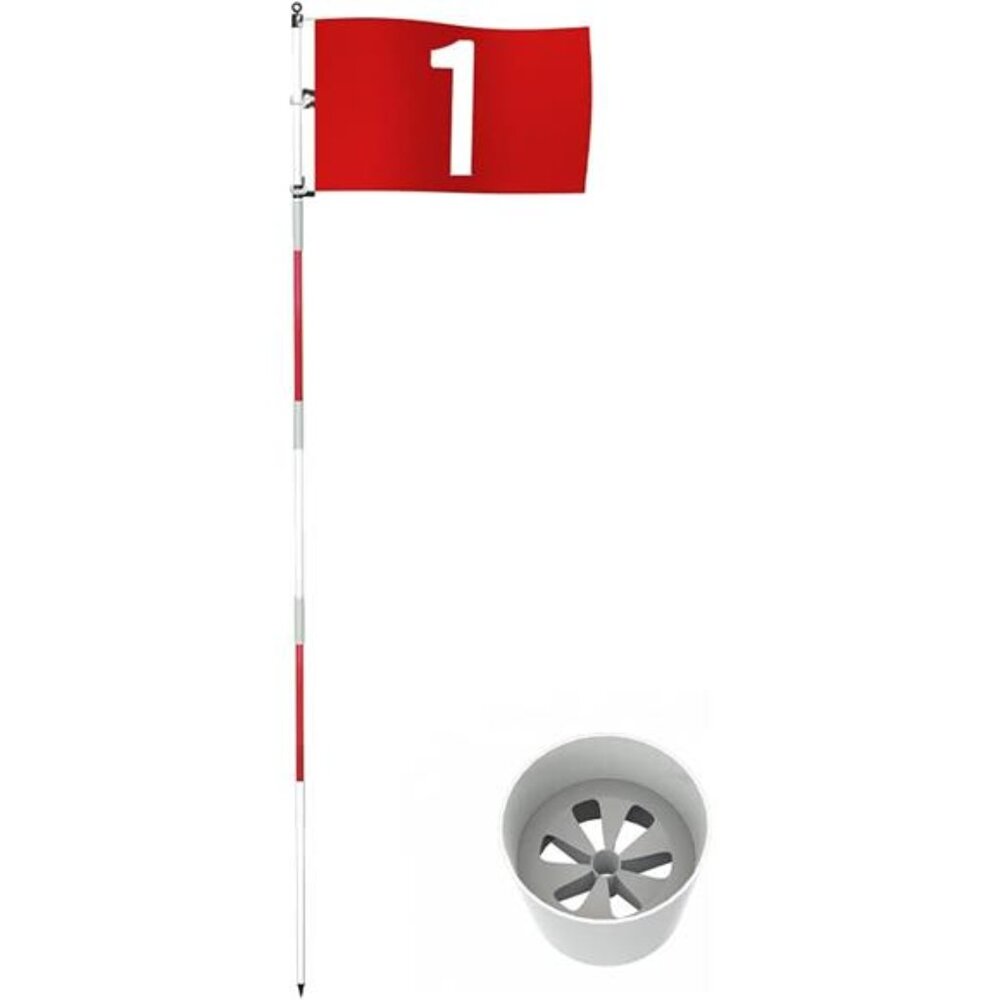 Golf Flagstick 6ft Golf Flag & Cup for Yard Pro Detachable Golf Hole Cup & Flag